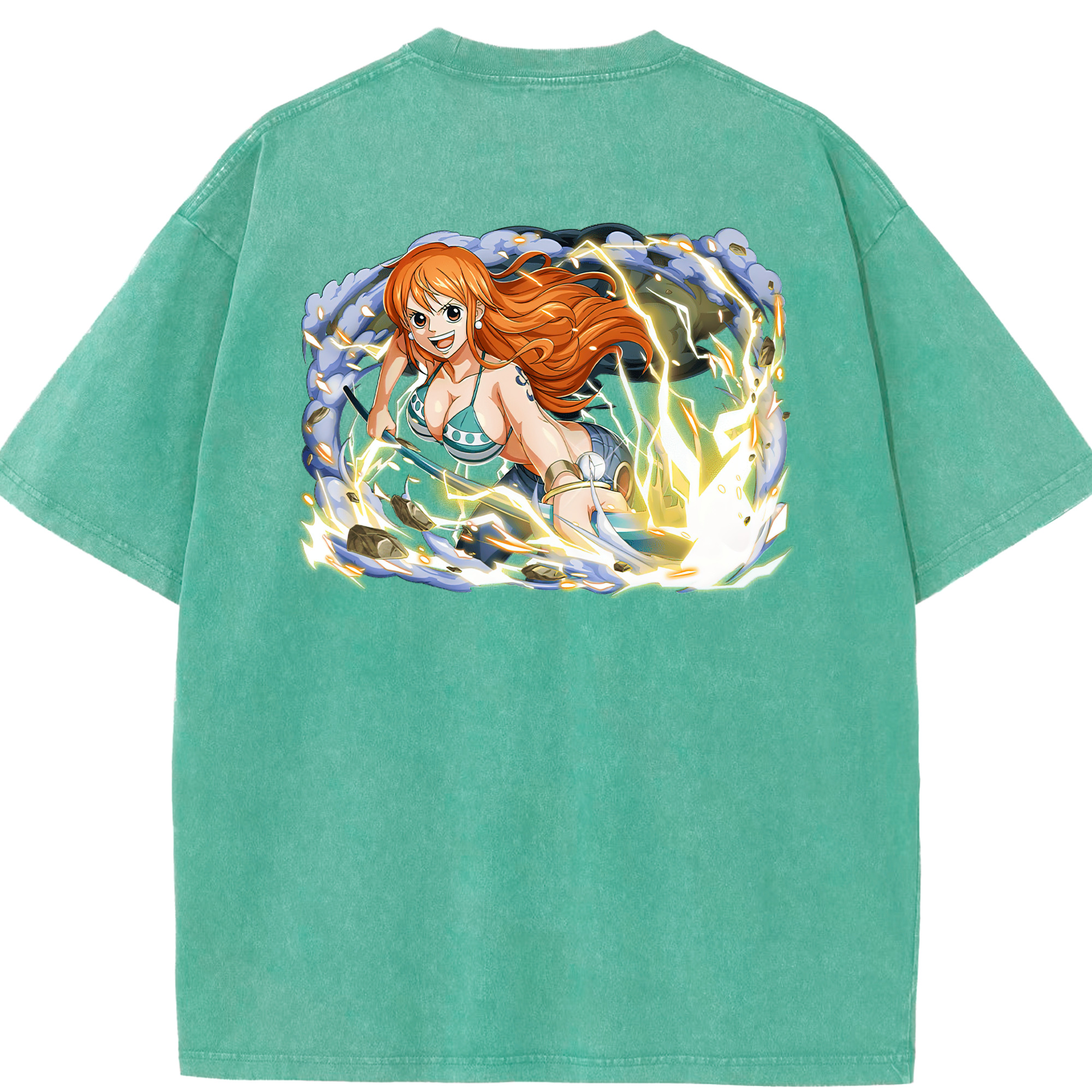 ワンピース ナミ ONE PIECE Nami 綿100% ヴィンテージ風 半袖Tシャツ（背面プリント）